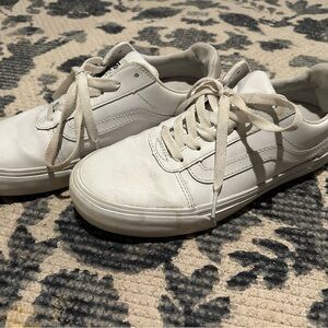 Vans Leather White Lace-Up Sneakers